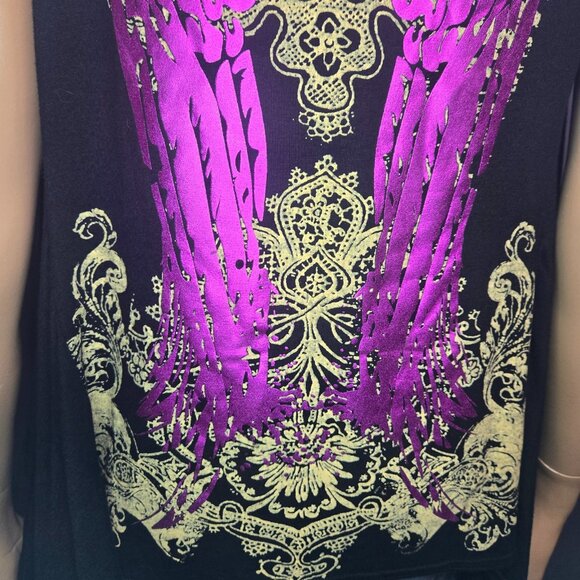 Y2K Black Sleeveless Cardigan Pink Metallic Wings Size S Emo scene Mall Goth - Picture 3 of 10